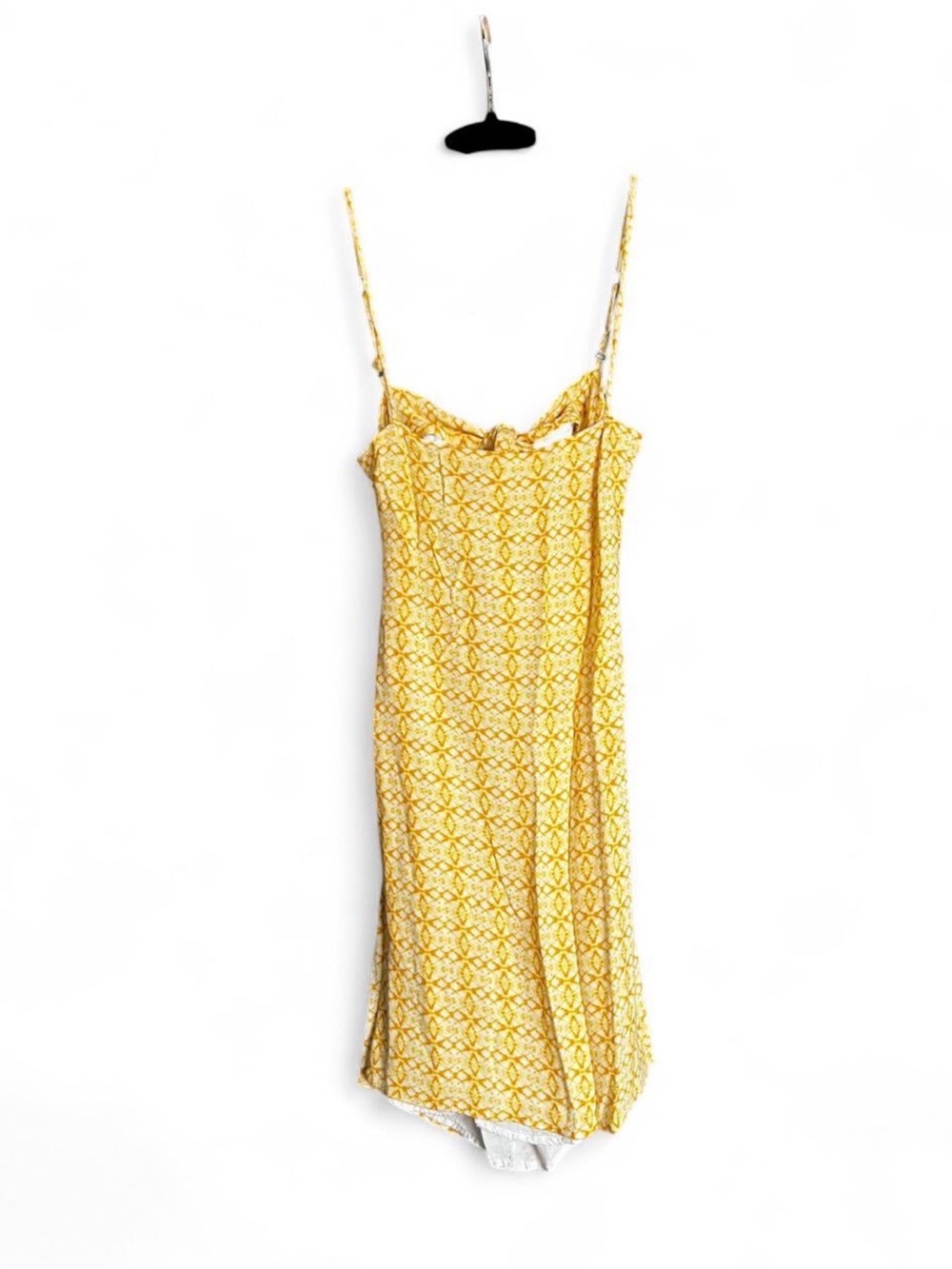 Skylar + Madison Yellow Printed Midi Slip Dress with Spaghetti Straps